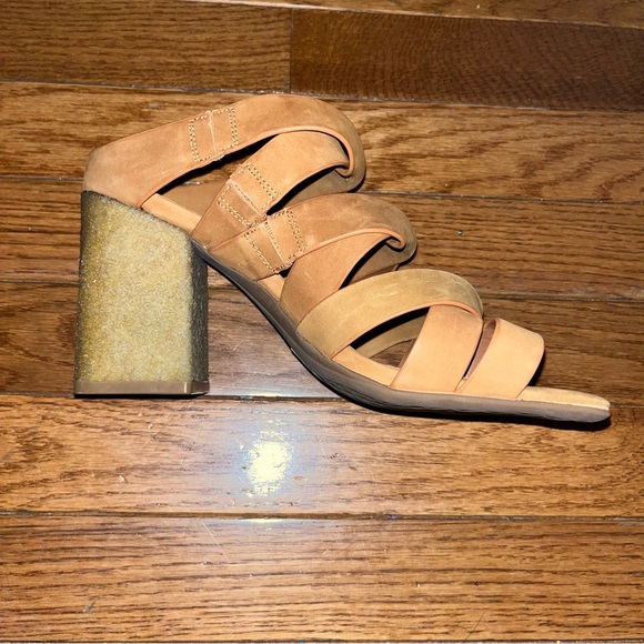 Aerosoles Leather Harley Heel Sandals Tan Wheat Gladiator Straps Women’s 8.5 - Picture 9 of 13